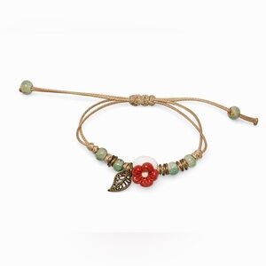 Handcrafted Red Flower Bracelet